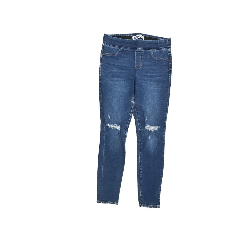 Old Navy Rockstar Jeggings Womens 8 Dark Blue Distressed Pull On Skinny Jeans